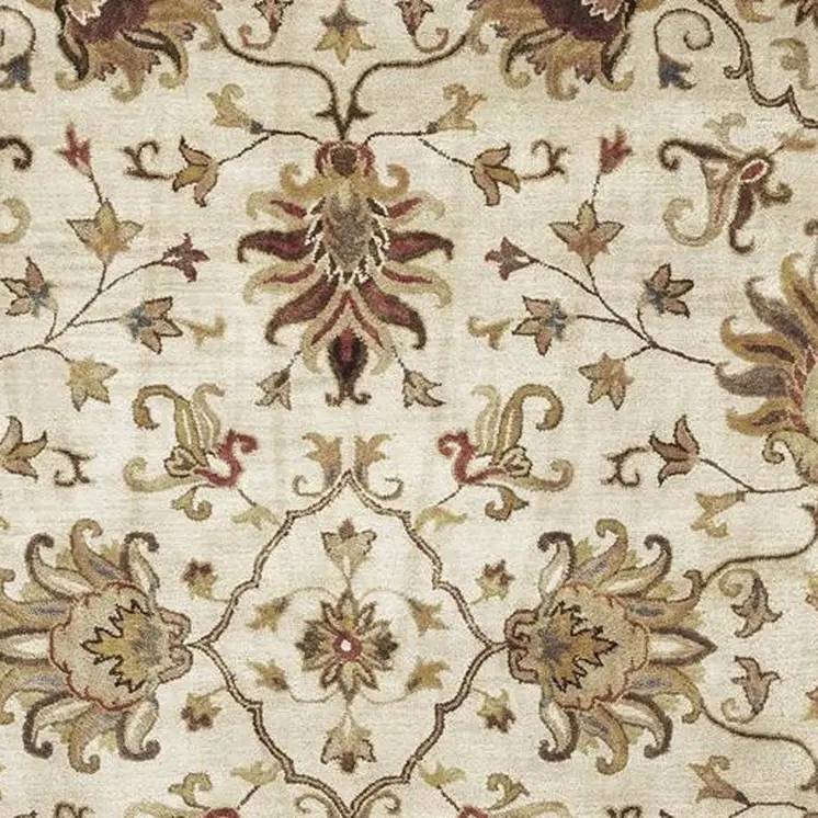 5' X 8' Champagne Red And Black New Zealand Lambs Wool Floral Hand Tufted Area Rug