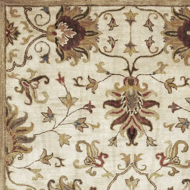 8' X 11' Champagne Wool Floral Hand Tufted Area Rug