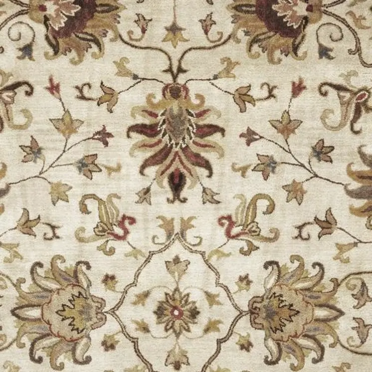 8' X 11' Champagne Wool Floral Hand Tufted Area Rug