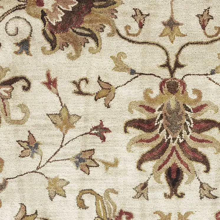 8' X 11' Champagne Wool Floral Hand Tufted Area Rug