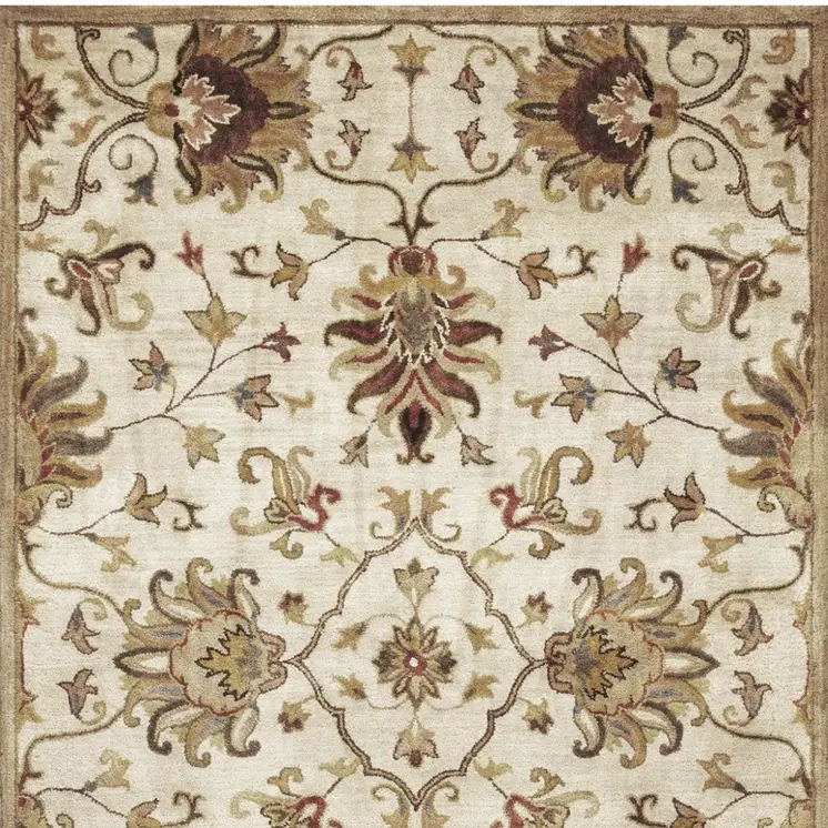 8' X 11' Champagne Wool Floral Hand Tufted Area Rug