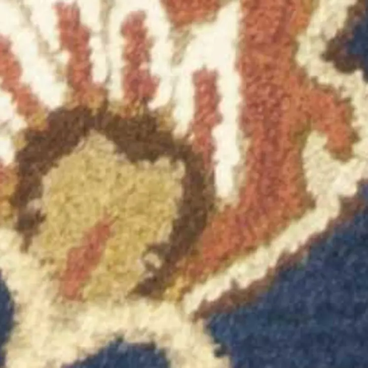 2' X 7' Navy Floral Tapestry Wool Runner Rug