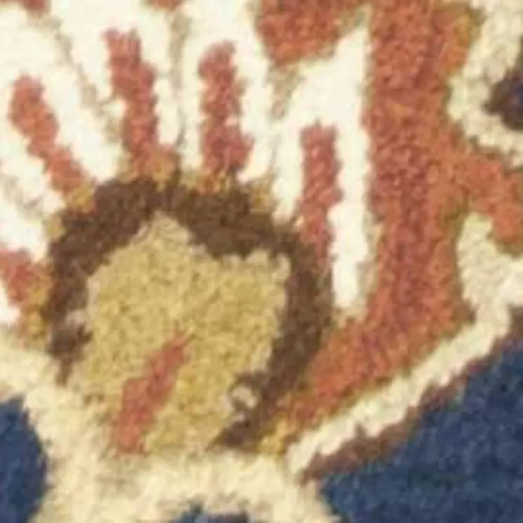2' X 7' Navy Floral Tapestry Wool Runner Rug