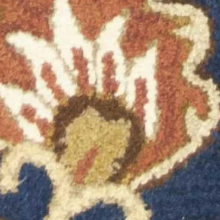 2' X 7' Navy Floral Tapestry Wool Runner Rug
