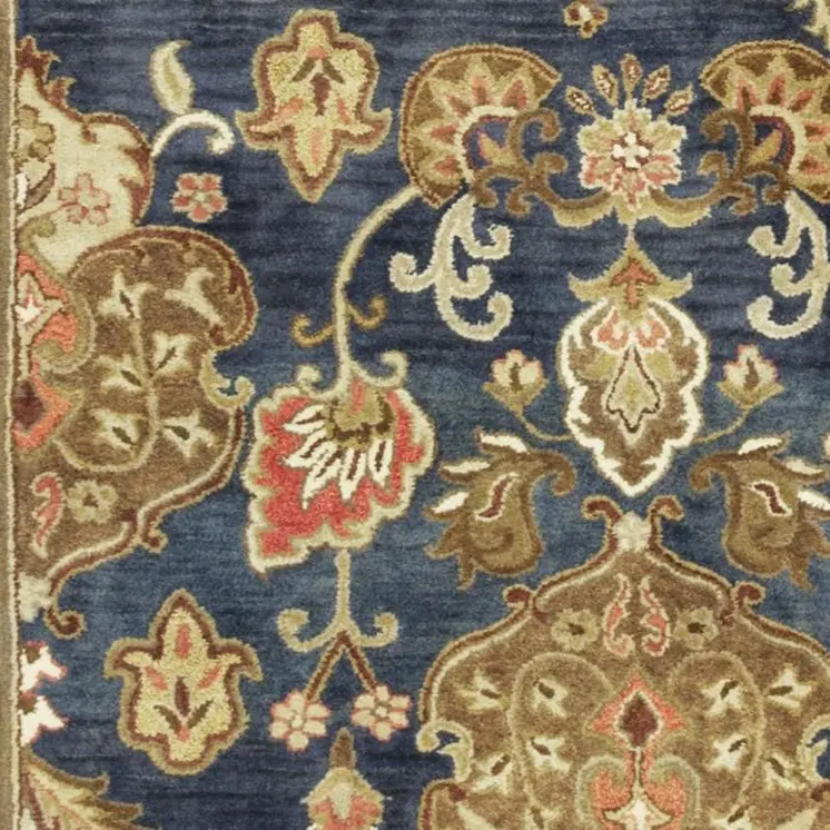 5' X 8' Gray Orange And Red Wool Floral Hand Tufted Area Rug