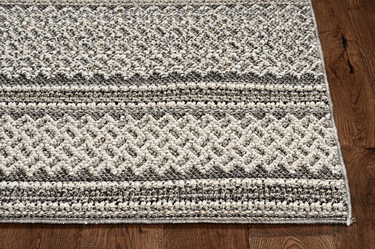 8' Gray Southwestern Indoor Outdoor Area Rug