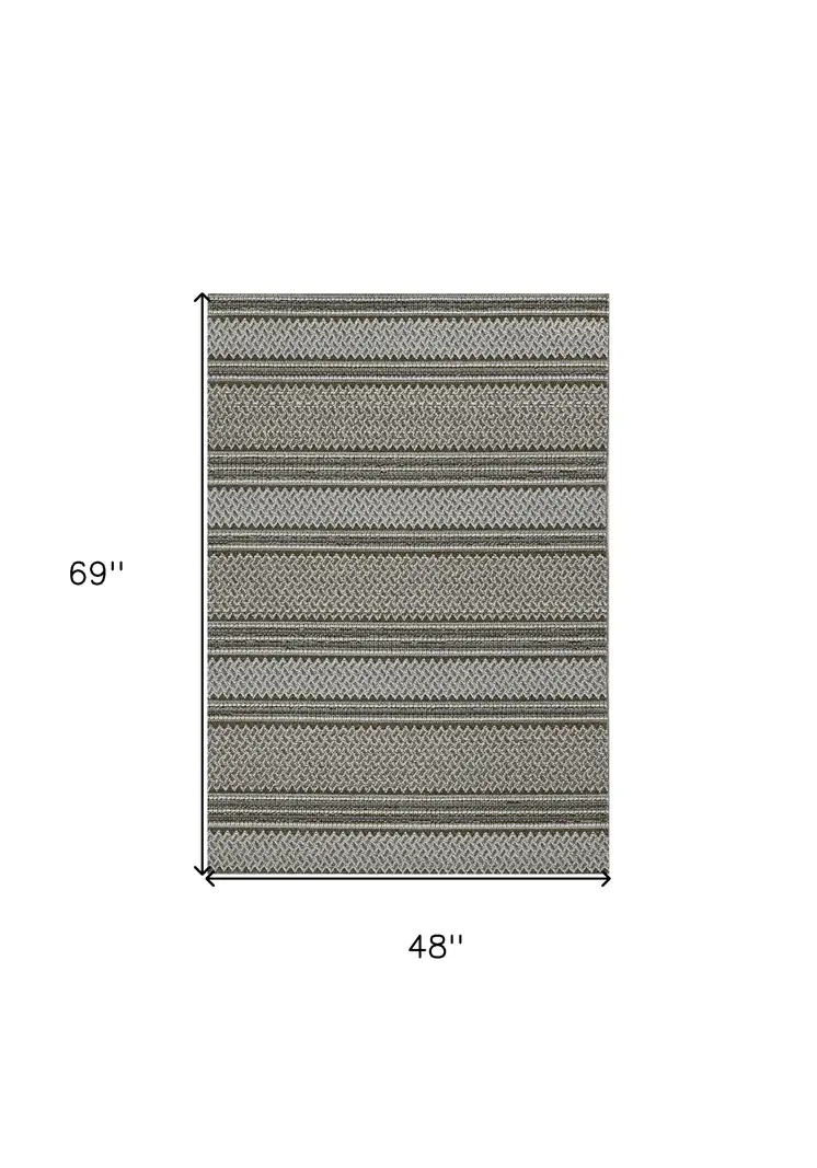 4' X 6' Gray Striped Area Rug