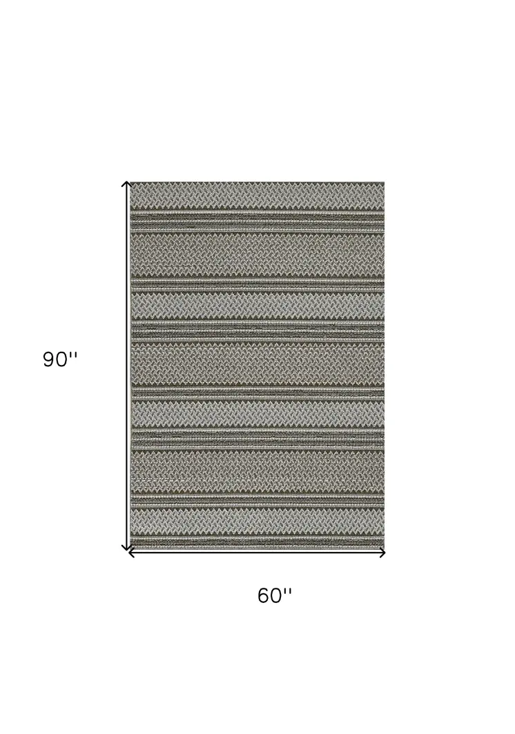 5' X 8' Gray Striped Area Rug