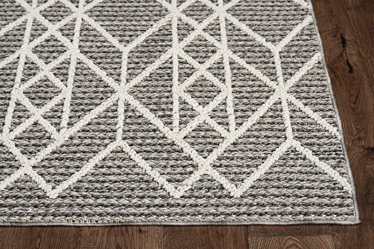 8' Gray Geometric Runner Rug