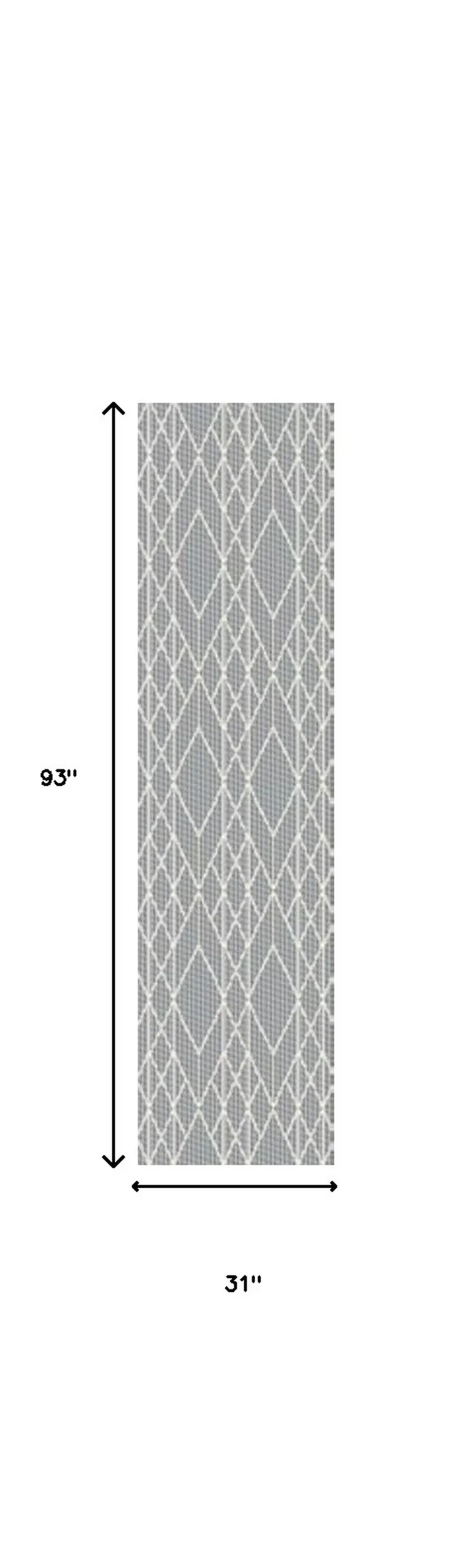 8' Gray Geometric Runner Rug