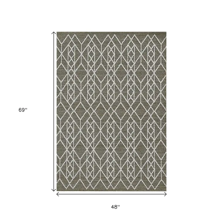 4' X 6' Gray Southwestern Indoor Outdoor Area Rug