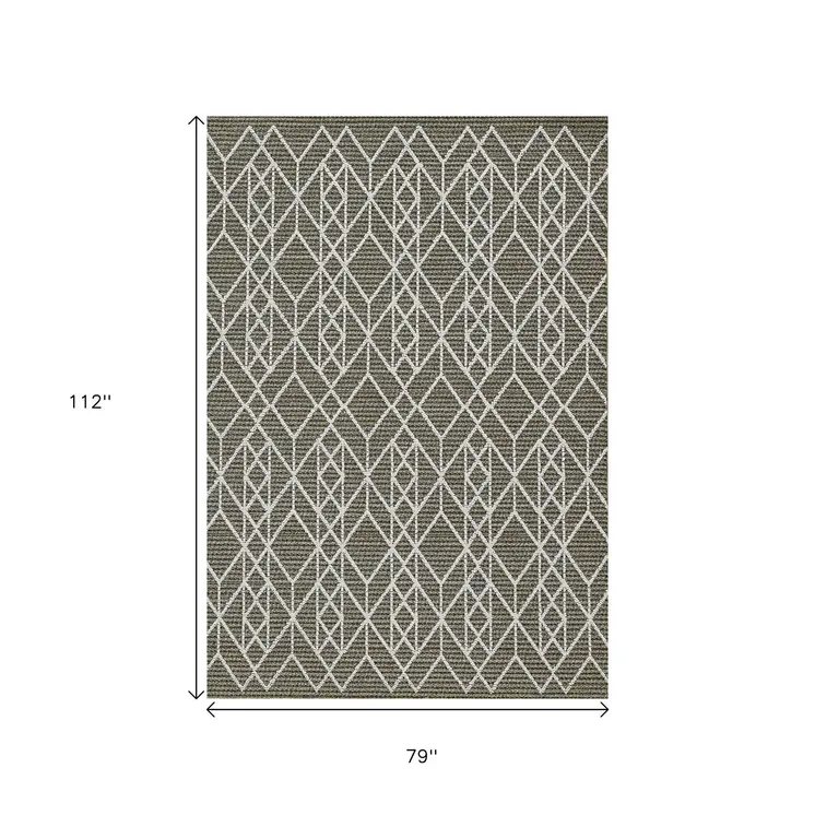 7' X 9' Gray Geometric Indoor Outdoor Area Rug