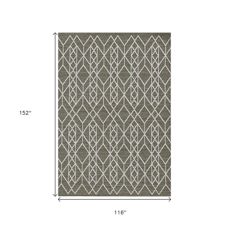 10' X 13' Gray Geometric Indoor Outdoor Area Rug