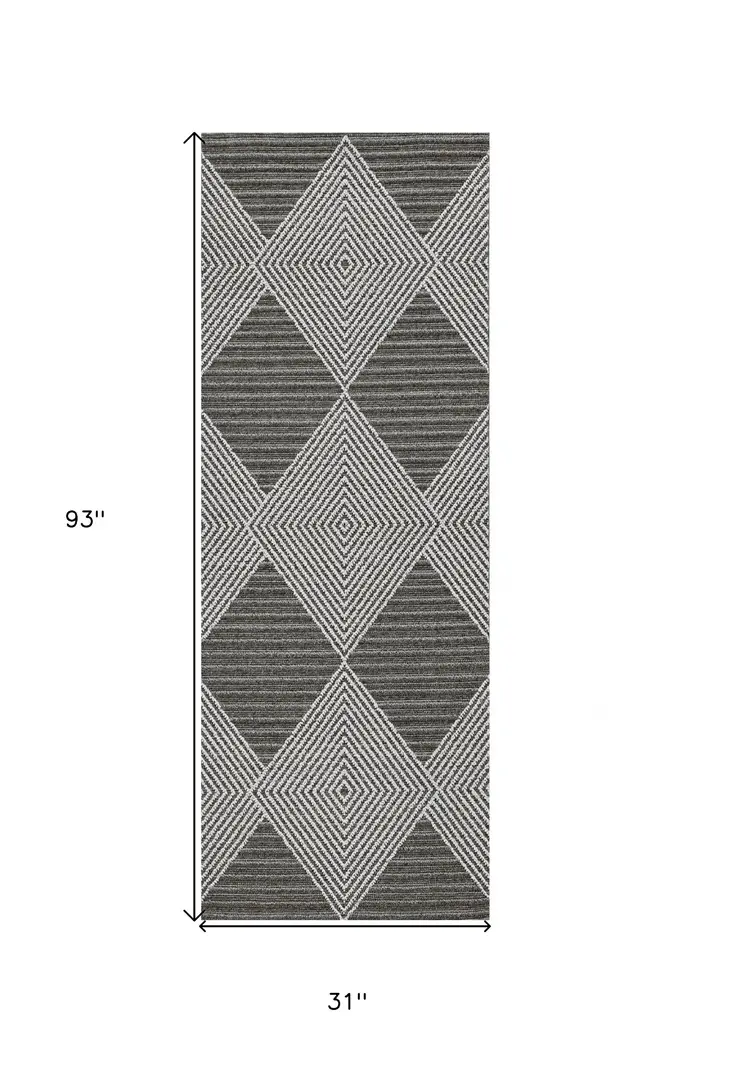 8' Gray Geometric Indoor Outdoor Area Rug