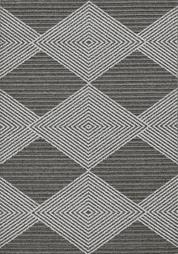 7' X 9' Gray Geometric Indoor Outdoor Area Rug