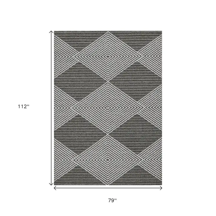 7' X 9' Gray Geometric Indoor Outdoor Area Rug