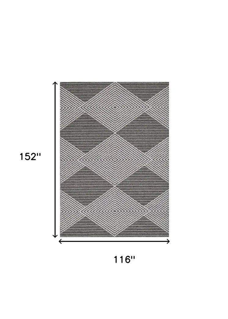 10' X 13' Gray and Ivory Geometric Area Rug