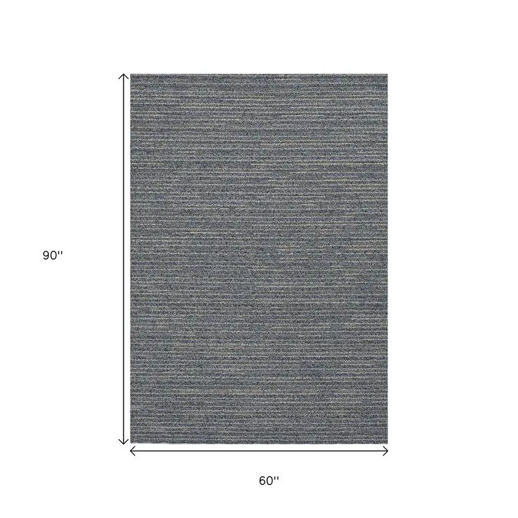 5' X 8' Denim Blue Abstract Indoor Outdoor Area Rug