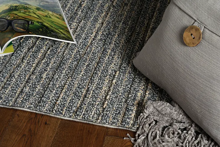 7' X 9' Denim Blue Abstract Indoor Outdoor Area Rug