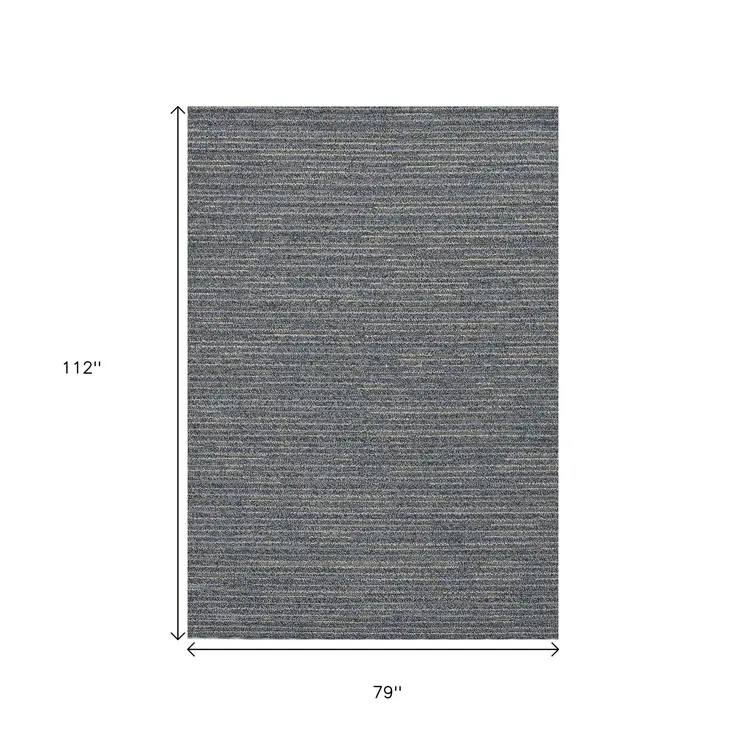 7' X 9' Denim Blue Abstract Indoor Outdoor Area Rug