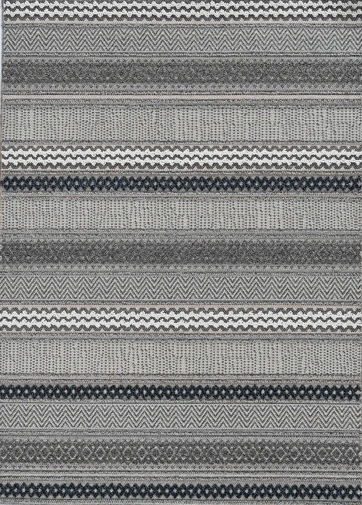 8' Gray And Ivory Southwestern Indoor Outdoor Area Rug