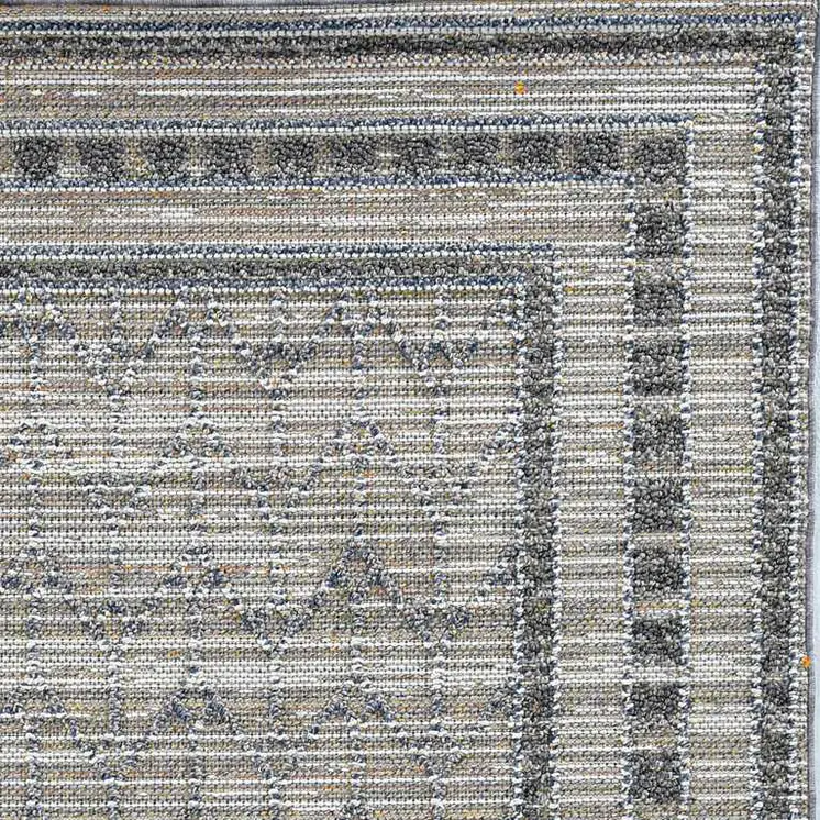 8' Gray Geometric Runner Rug