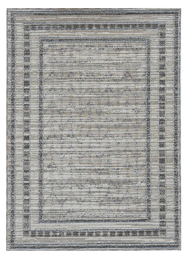 8' Gray Geometric Runner Rug