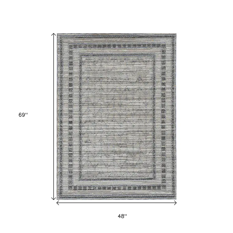 4' X 6' Gray Chevron Indoor Outdoor Area Rug
