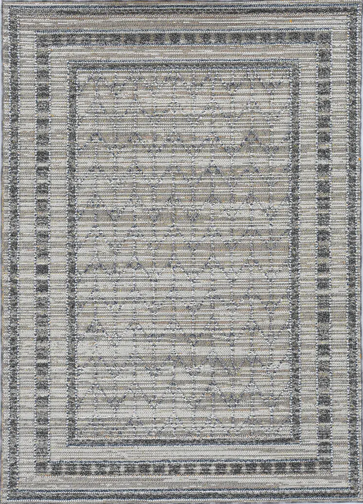 5' X 8' Gray Striped Indoor Outdoor Area Rug
