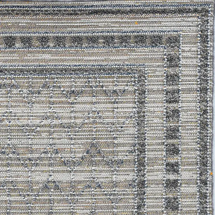 5' X 8' Gray Striped Indoor Outdoor Area Rug