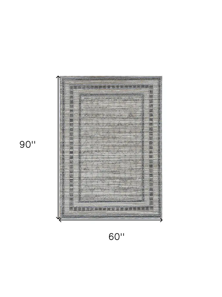 5' X 8' Gray Striped Indoor Outdoor Area Rug