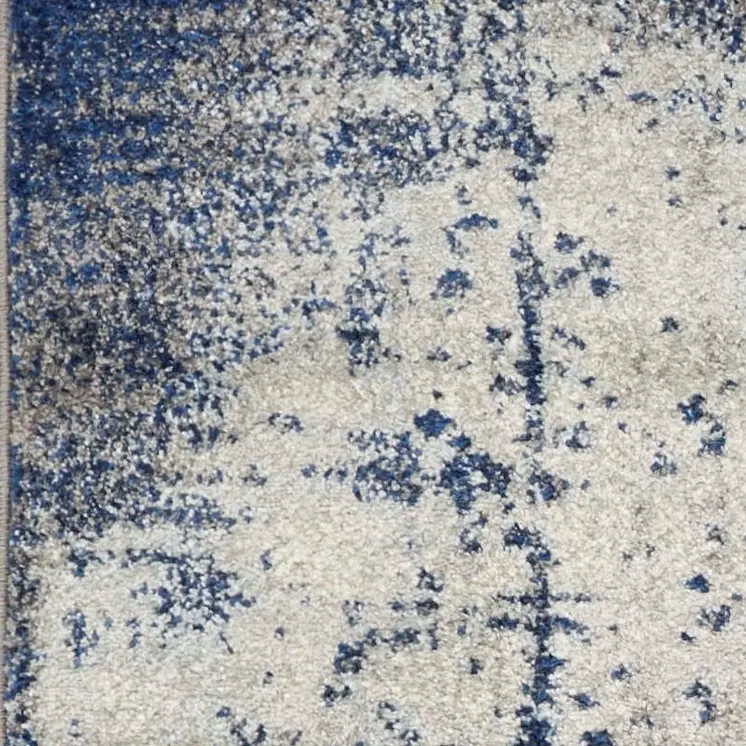 7' X 10' Blue Ivory And Gray Abstract Area Rug