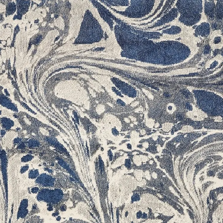 7' X 9' Ivory Blue And Gray Abstract Area Rug