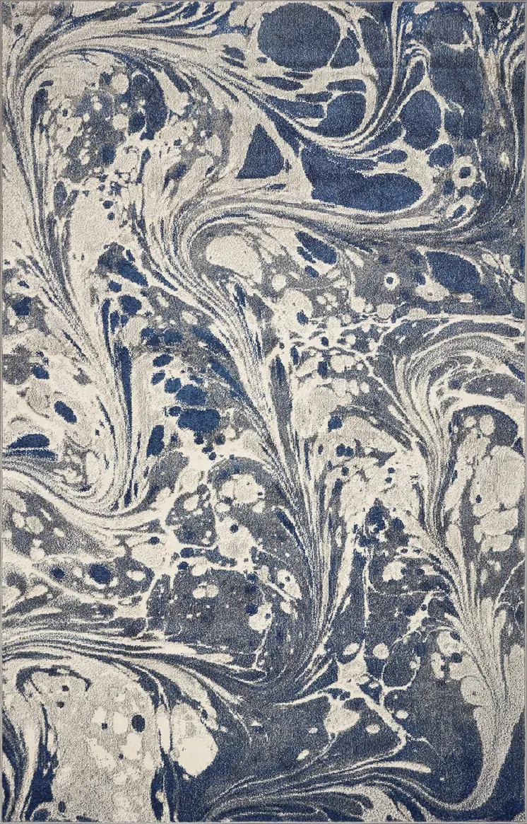 8' X 10' Blue Gray And Ivory Abstract Area Rug