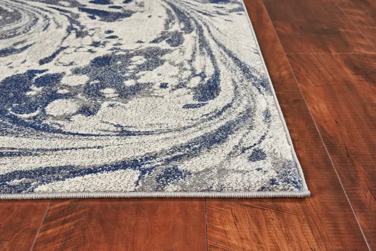 8' X 10' Blue Gray And Ivory Abstract Area Rug