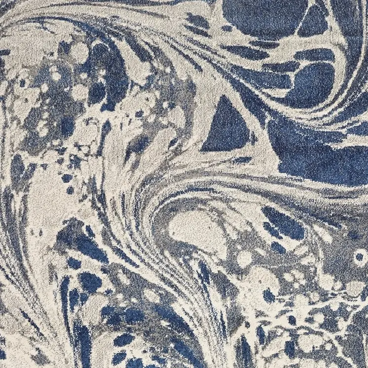 8' X 10' Blue Gray And Ivory Abstract Area Rug