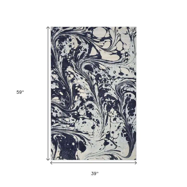 3' X 5' Blue Abstract Splashes Area Rug