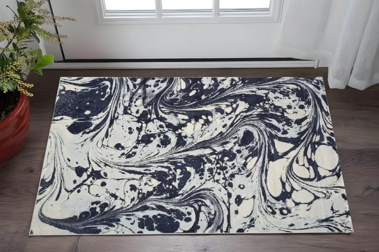 3' X 5' Blue Abstract Splashes Area Rug