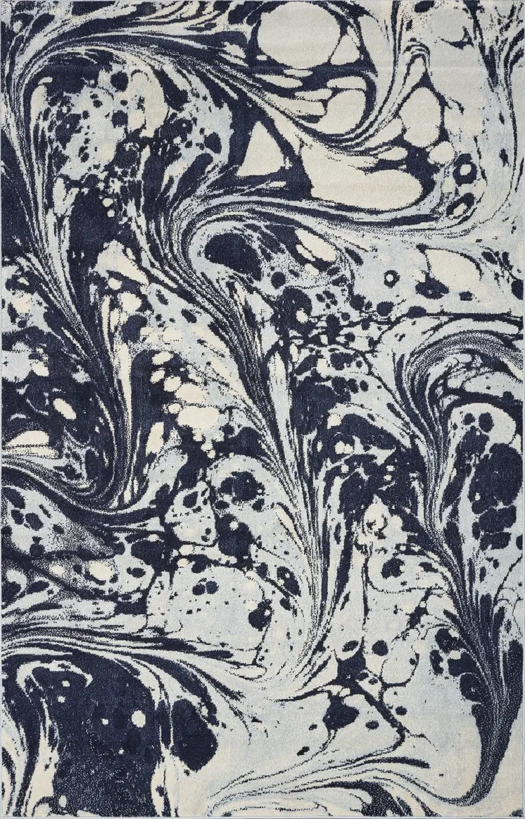 5' X 7' Blue And Ivory Abstract Area Rug