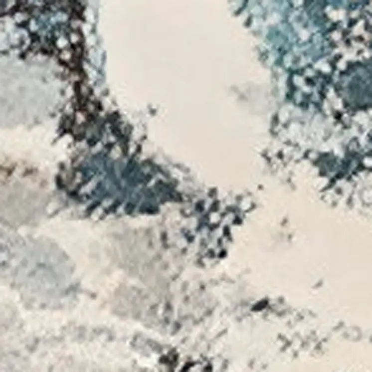 3' X 5' Ivory And Teal Abstract Area Rug