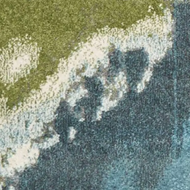 5' X 7' Teal And Beige Abstract Area Rug