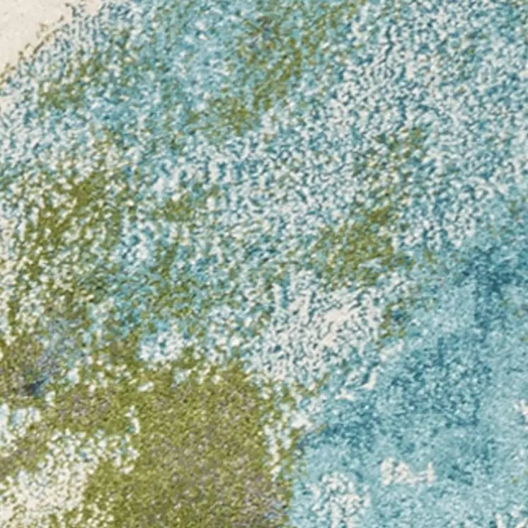 7' X 10' Teal Gray And Green Abstract Area Rug
