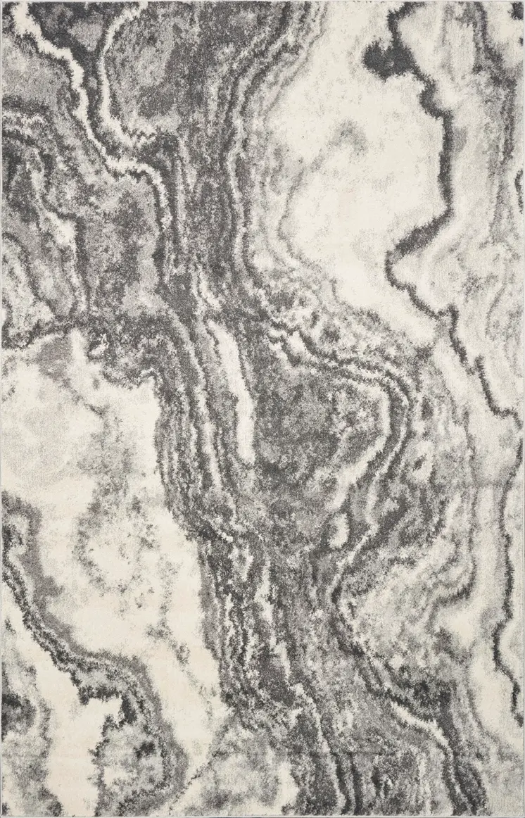 5' X 8' Gray And Ivory Abstract Area Rug