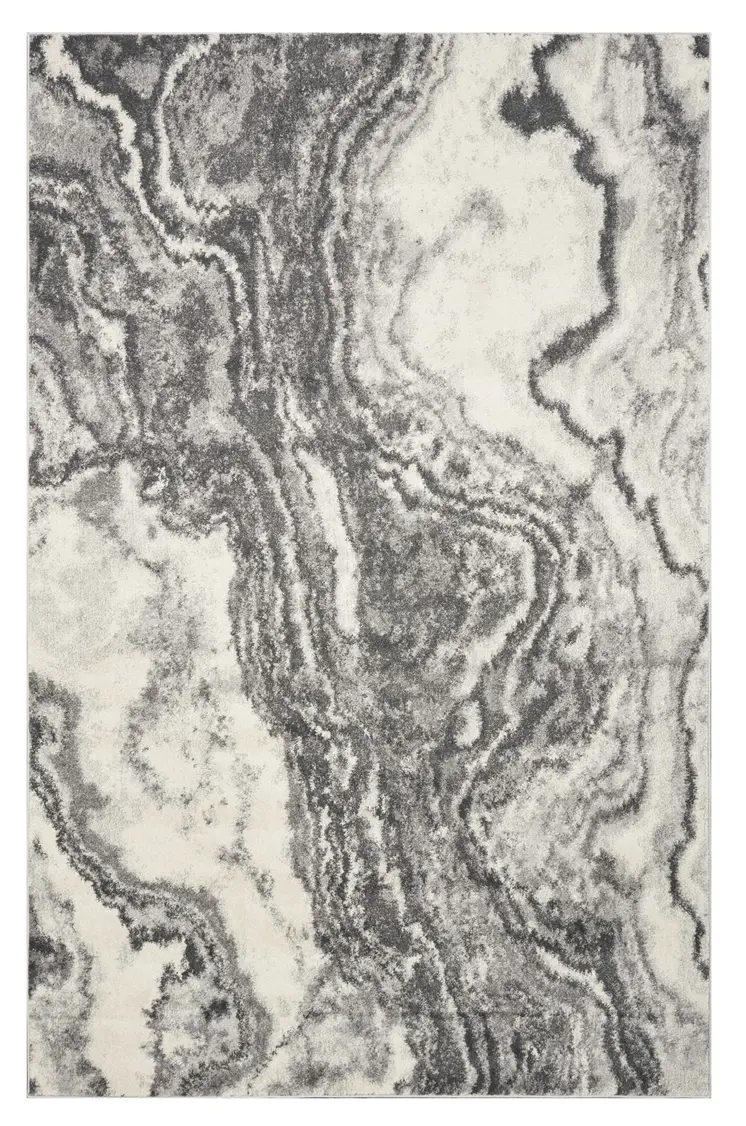 7' X 9' Gray And Ivory Abstract Area Rug