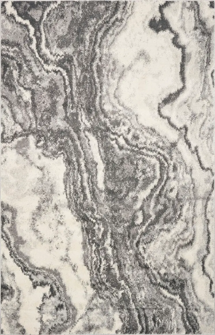 8' X 10' Gray And Ivory Abstract Area Rug