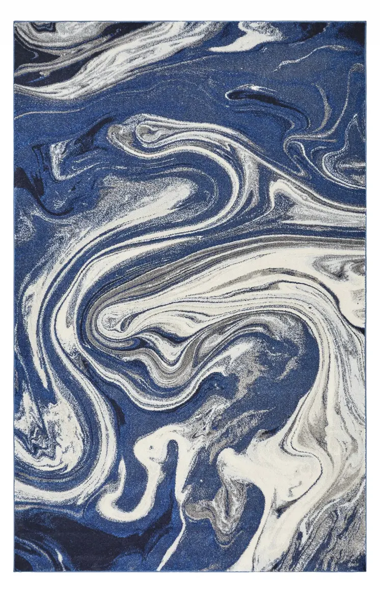 3' X 5' Blue Abstract Waves Area Rug