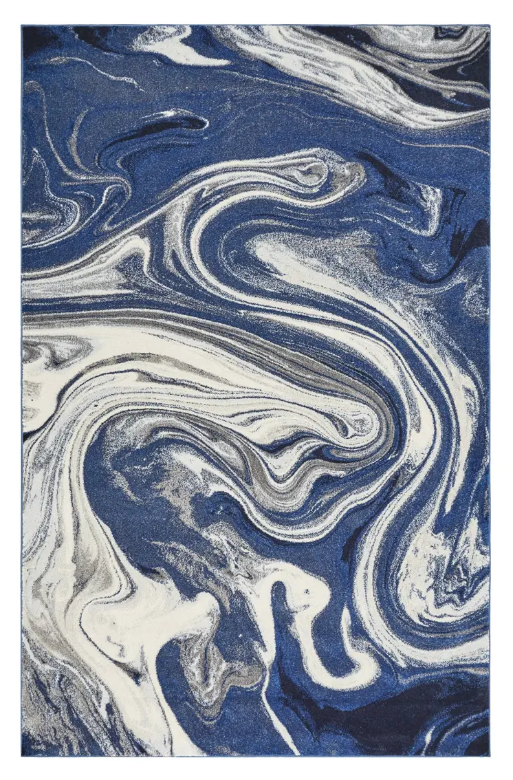 7' X 10' Blue And Beige Abstract Area Rug