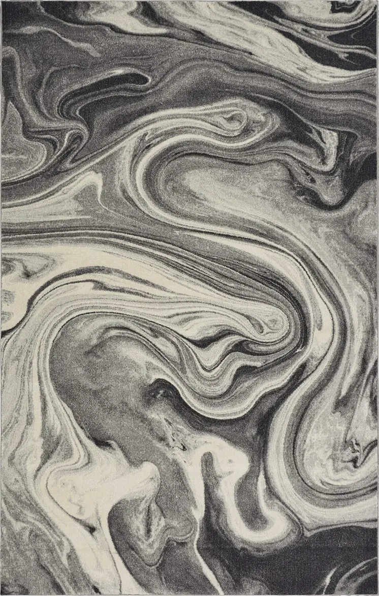 3' X 5' Gray And Black Abstract Area Rug