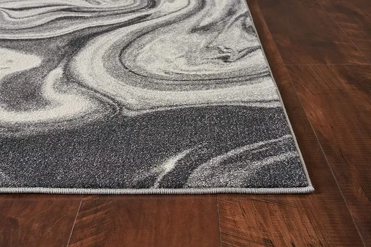 5' X 8' Gray And Black Abstract Area Rug