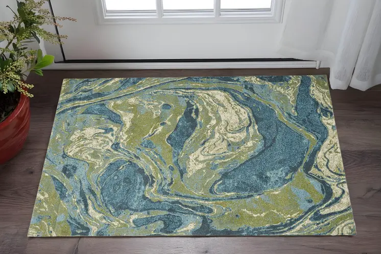 3' X 5' Multicoloured Abstract Shag Area Rug